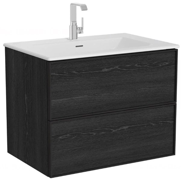 Vitra Metropole Edge Etajerli Lavabo Dolabı 80cm Siyah Meşe.